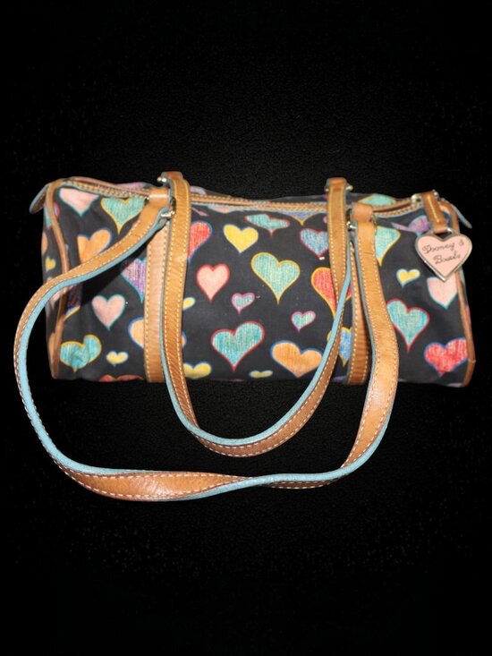 Dooney & Bourke Handbags - Vintage Dooney & Bourke Doodle Double Handle Multicolor Heart Barrel Bag